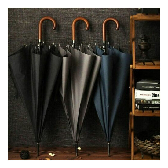 Japanese Umbrella For Rain Sun Windproof Long Wooden Handle Classic Business  image {1}