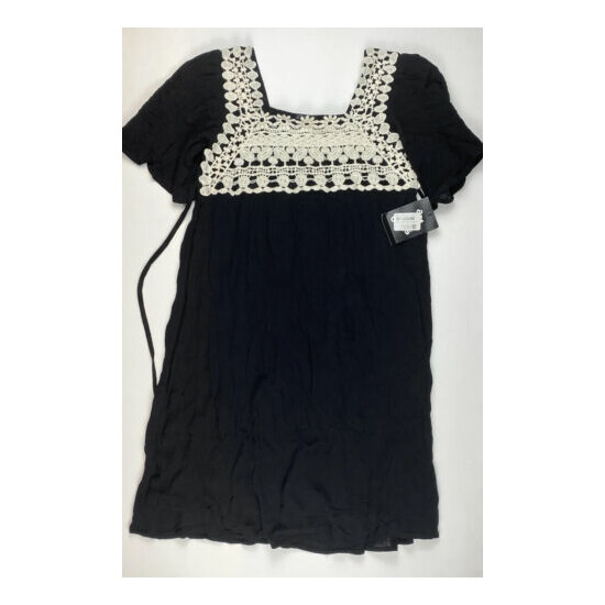 New Girls Art Class Black & Ivory Crochet Dress Size L 10-12 image {1}