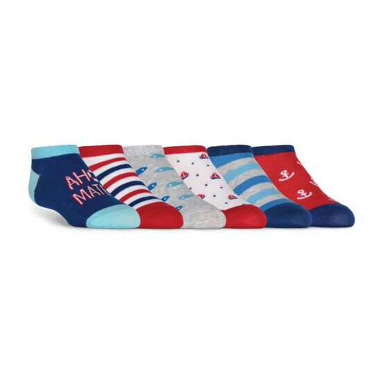 K.Bell Kid's No Show Socks-6 Pair Pack-Nautical theme fits Shoe Size 7.5-13 image {1}