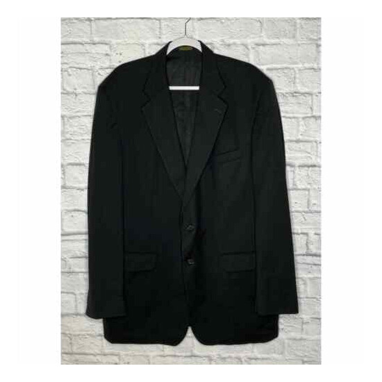 Stafford Black 100% Wool Two Button Lined Suit Jacket 44L image {1}