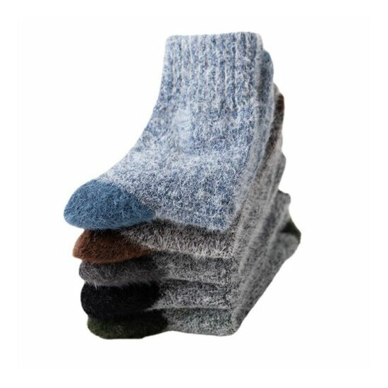 5 Pcs Men's Socks Wool Winter Thermal Soft Thick Chunky Socks Breathable image {4}