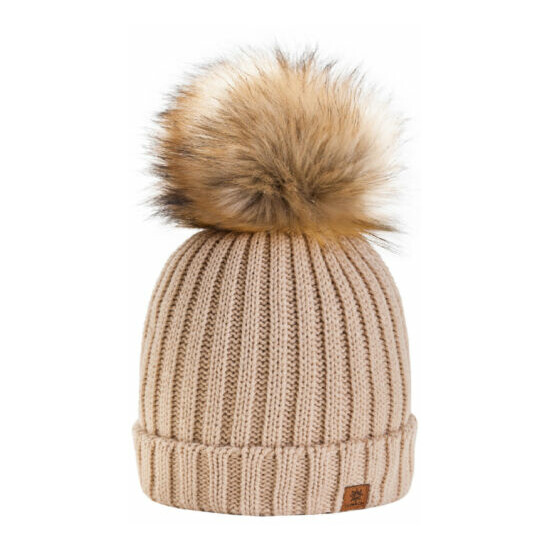 Kids Children Knitted Beanie Hat Hats Cap Winter Warm Girls Boys 2 Pom Pom image {4}