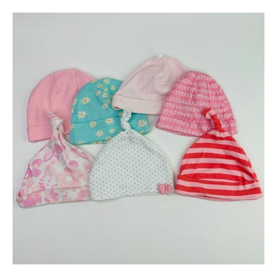 Set of 7 Baby Girls Variety Bundle Cute Hat Caps Bundle Ages 0-3 to 0-6 Months  image {2}