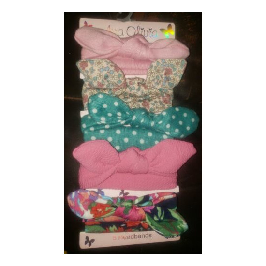 Ava Olivia 5 Headbands Pink, Floral, Polka Dot Baby Toddler Girls Beautiful! image {1}