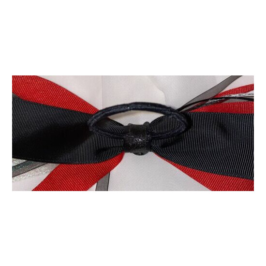 Red, Black & White Minnie Mouse Icon Disney Ribbon Bow Ponytail Hair Streamer image {2}