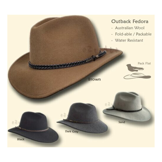 【oZtrALa】Felt HAT Fedora Indiana Jones AUSTRALIAN-Wool Mens Leather Band Cowboy image {1}