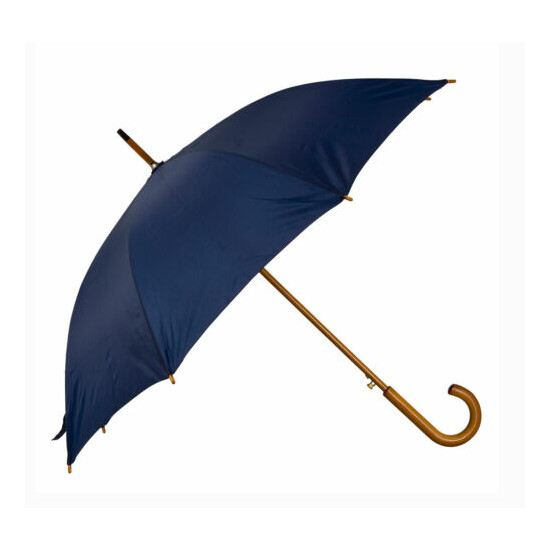 Wooden Crook Handle Automatic Open Umbrella Deluxe Brolly Walking Stick Rain NEW image {4}