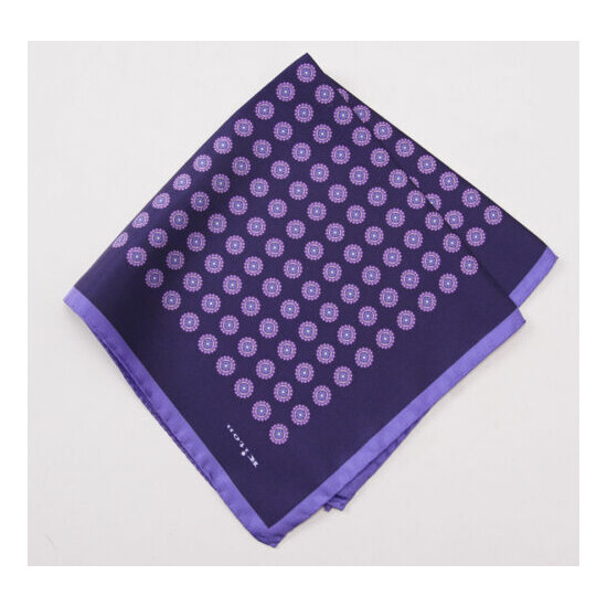 New $215 KITON NAPOLI Plum-Violet Floral Medallion Print Silk Pocket Square image {1}