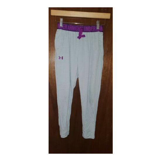 Under Armour Pants Sz Youth Small Gray/Magenta image {1}