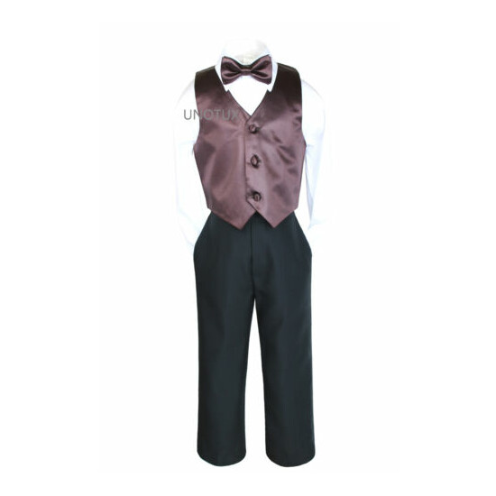 7pc Baby Boys Formal Wedding Black Suits Tuxedo Extra Color Vest Bow Tie Set S-7 image {7}