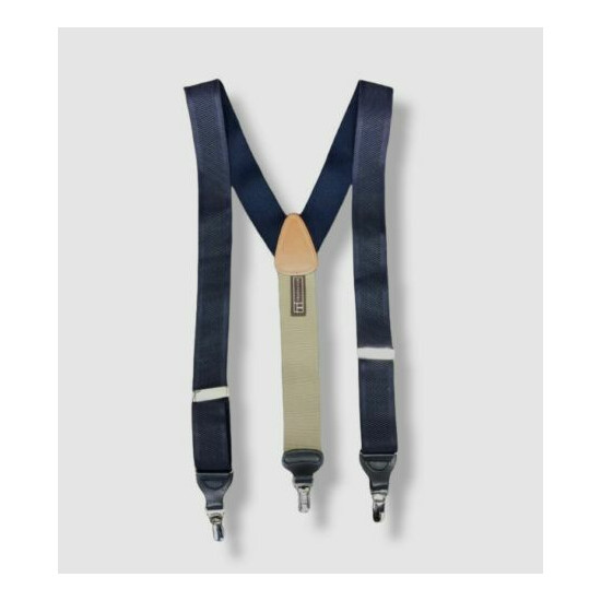 $85 Trafalgar Men's Blue Leather Convertible Adjustable Suspenders image {1}