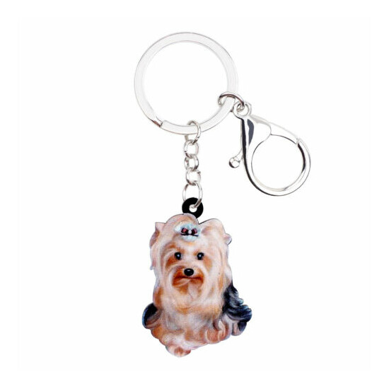 Acrylic Cute Yorkshire Terrier Dog Keychains Car Purse Key Ring Pets Charms Gift image {1}
