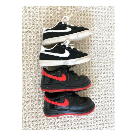 5 pairs of toddler Nike & Polo sneakers running tennis shoes black blue size 7 image {2}