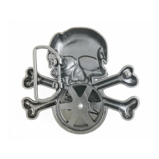 Skull Head Bones Aztec Bird Spinner Type Metal Belt Buckle image {2}