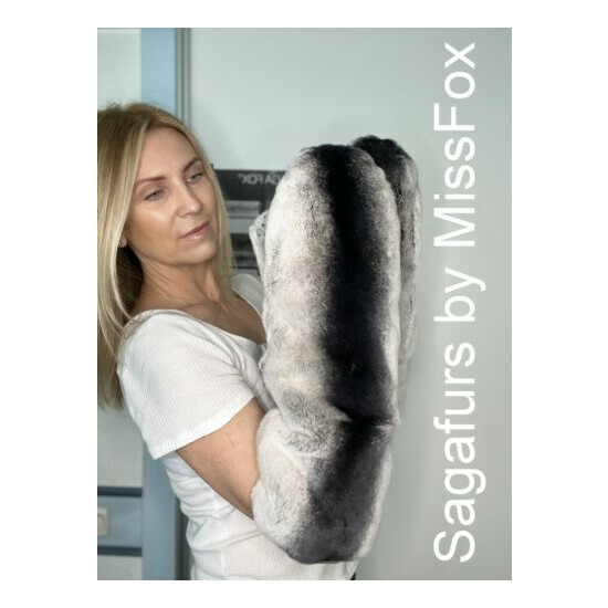 Real rex rabbit full fur mittens long version image {3}