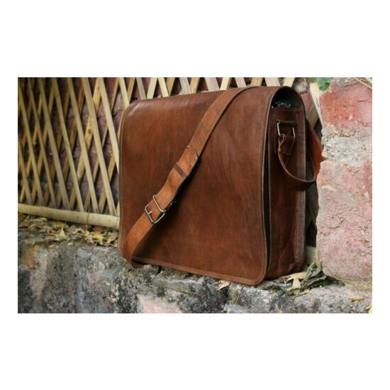 Men's Real Leather Vintage Brown Messenger Shoulder Laptop Bag Briefcase New image {1}