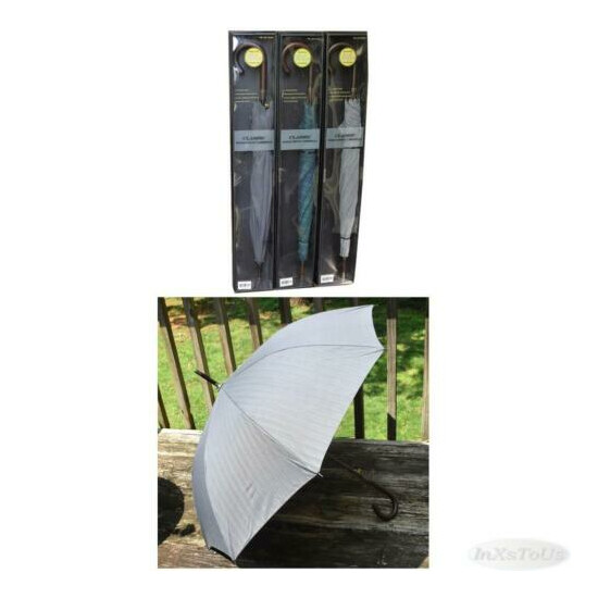50" Auto Open Classic Italian Wood Stick Umbrella NIB Choose Pattern image {1}