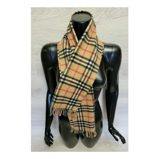 Authentic Burberry Scarf Cashmere Wool Nova Check 50 x 11.5 inches unisex plaid image {1}