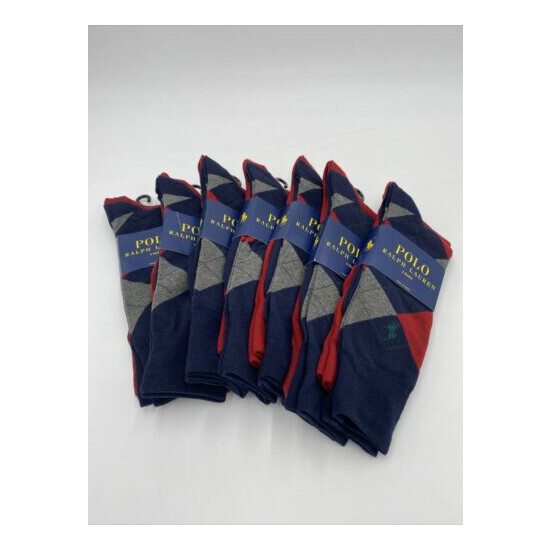 New Polo Ralph Lauren Men's 2 Pack Argyle & Solid Logo Crew Socks, Size 10-13  image {1}