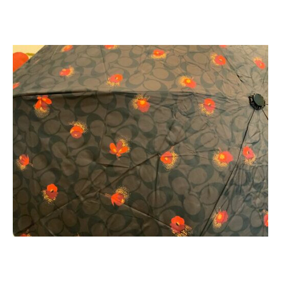 COACH UV Mini Umbrella - C6418 - NWT - Signature Poppy Floral - Chestnut Red image {3}