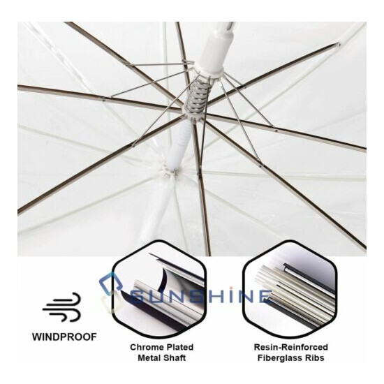 1/2/5PCS Transparent Umbrella Rain Stopper 46" Large Rain Canopy J Hook Handle image {4}