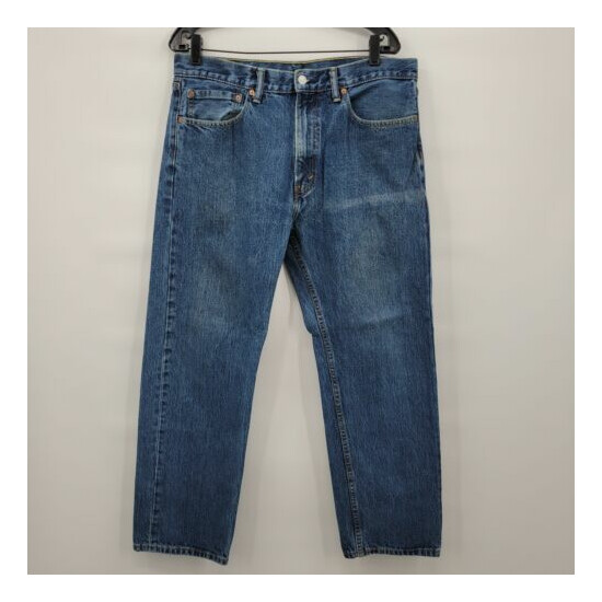 Levi's 505 Men Blue 11" High Rise 100% Cotton Straight Regular Jeans Size 36 image {1}