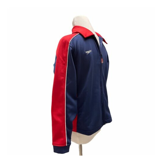 Speedo Youth L Polyester Knit Navy Red White Activewear Jacket Zip NWT *$45* image {3}