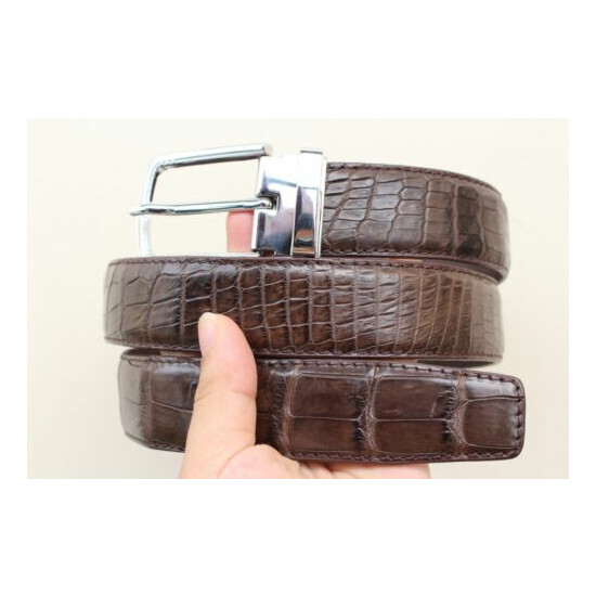 UnJointed - Dark Brown Genuine Crocodile BELT Skin Leather Men's - W 1.3 inch image {1}