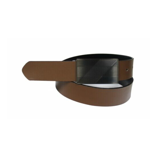 913-BLK/BRN-REV - Men's Casual Black and Brown Reversible Plaque Belt buckle image {1}