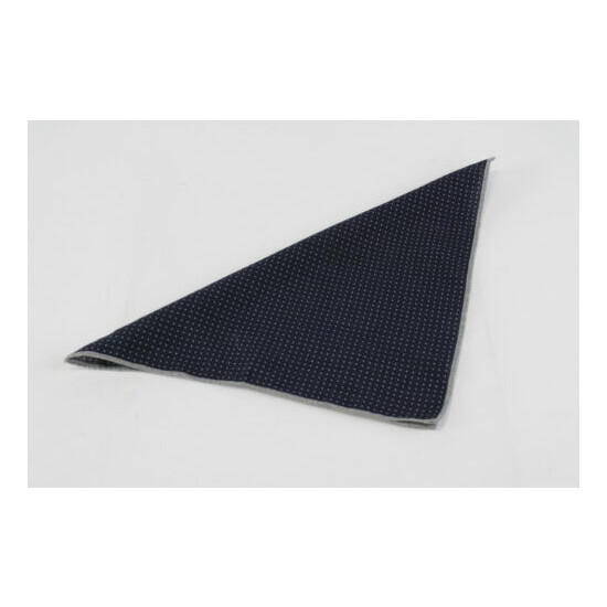 SUITSUPPLY 33 x 33 cm Men Handkerchief 100% Wool Navy Grey Dotted Lightweight image {1}