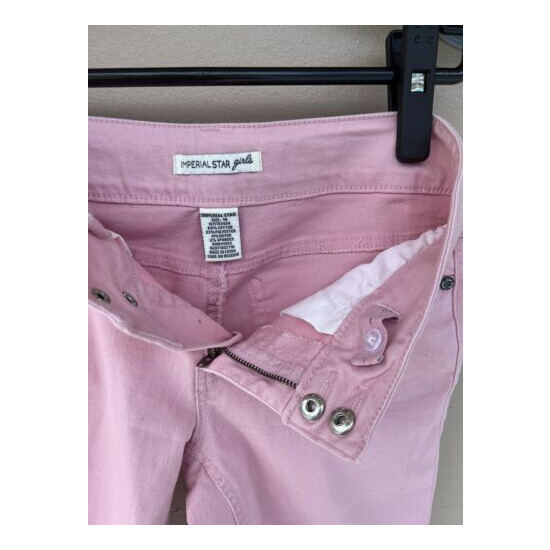 Imperial Star Girls Pink Denim Cotton Stretch Shorts Pockets Size 14 image {4}