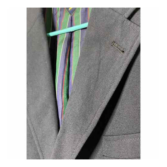 VTG Tommy Hilfiger Black Wool Blend Three Button Lined Suit Jacket Size 42L USA image {2}