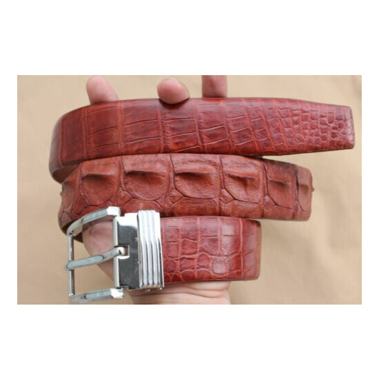 Luxury Red Brown Genuine Alligator Crocodile Belt Skin Leather Men's - W 1.5'' image {1}