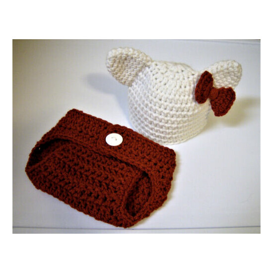 Newborn Baby "Hello Kitty" Hat and Diaper Cover-Hand Crochet-Photo Prop image {1}