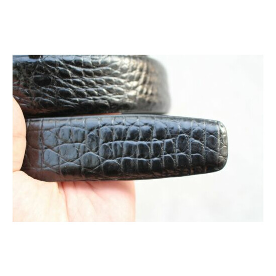 Luxury Black Real Alligator ,Crocodile Leather Skin MEN'S Belt - W 1.3 inch image {4}