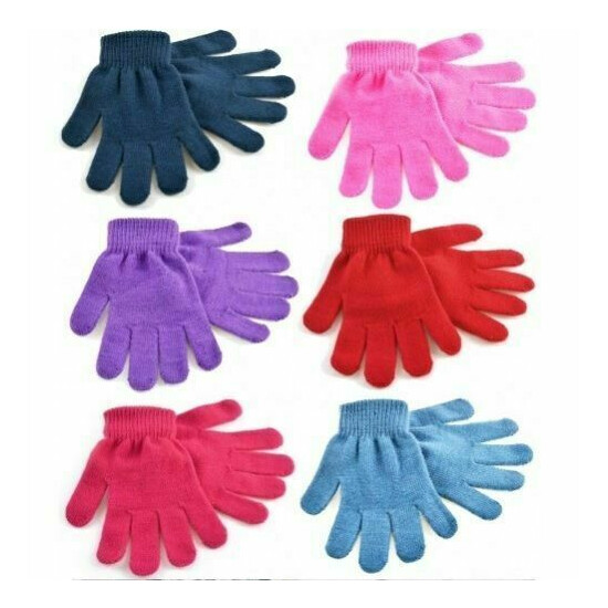 Kids Girls Boys Childrens Toddlers Mini Magic Winter Warm Soft Stretch Gloves image {1}