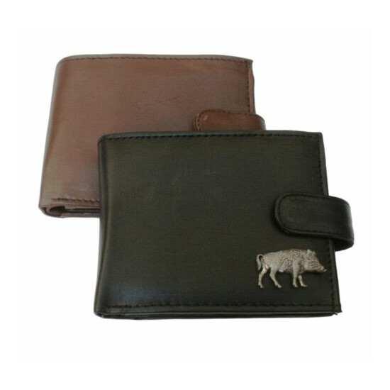 Wild Boar Leather Wallet BLACK or BROWN image {1}