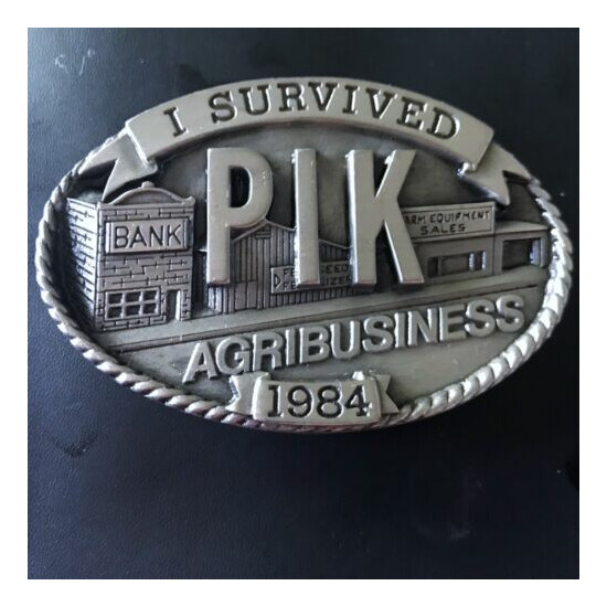 1984 Vintage PIK I Survived Agribusiness Limited Edition #327 Belt Buckle image {2}