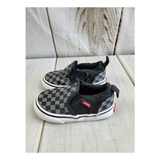 Vans off The Wall Asher Checker Black Grey Toddler Size 5 Slip On Skate Shoes  image {1}