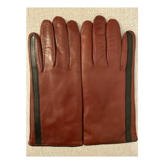 Madova Men's Glove in Nappa Leather-Cashmere-Maroon-Size 9-Black Accents image {1}