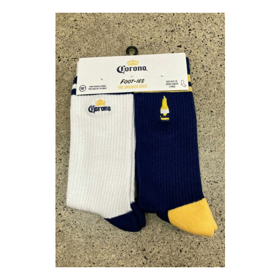 NEW FOOT-IES FOOT-ies Corona Icons Embroidery Socks 2-Pack - Navy & White image {1}
