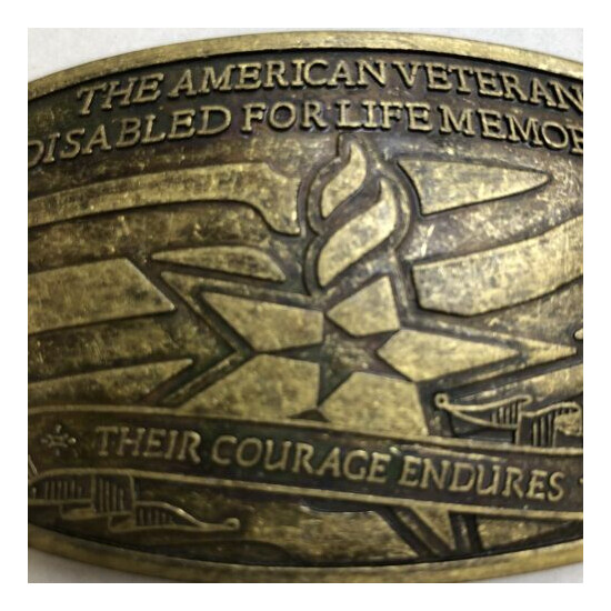 American Veterans Disabled For Life Memorial Sponsor 3" Brass Belt Buckle 0369 image {2}