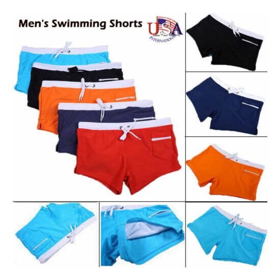 US Men Swim Shorts Swimwear Swimming Trunks Men's Underwear Boxer Briefs Pants image {1}