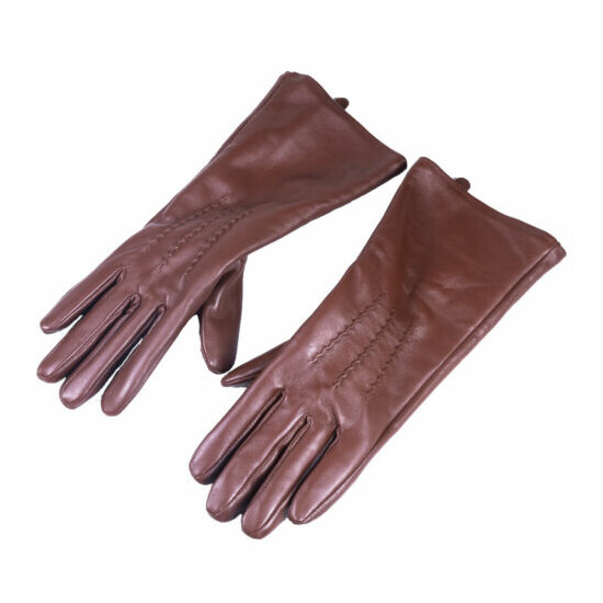 30cm New Men's Real Leather Brown Mid-long Gloves motocycle Winter Warm gloves image {1}