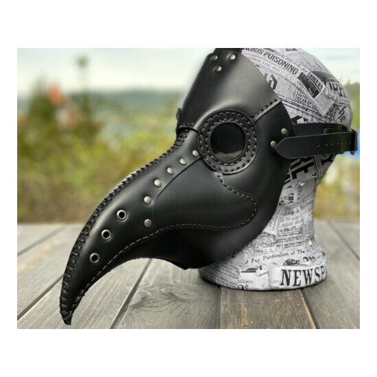 Plague Doctor Real Leather Mask - Halloween Party Mask - Plague Doctor Bird Mask image {3}