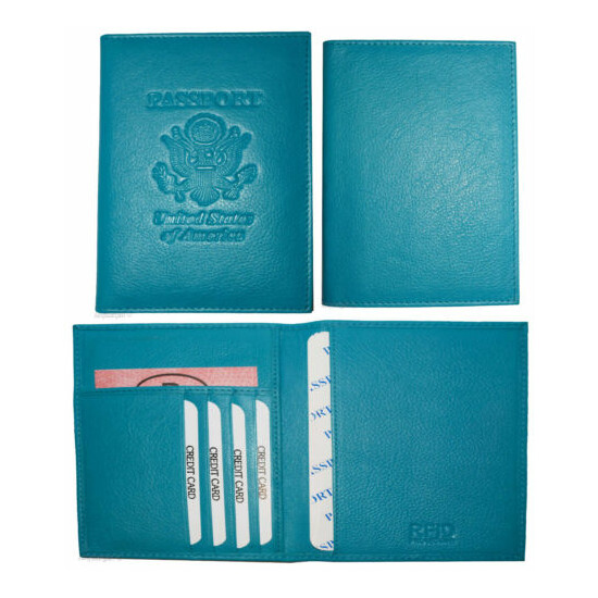 RFID passport case, Genuine leather passport cover U.S. leather passport holder image {1}