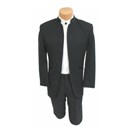 Men's Black Mandarin Collar Tuxedo Jacket Halloween Beatles Preacher Costume 38R image {1}