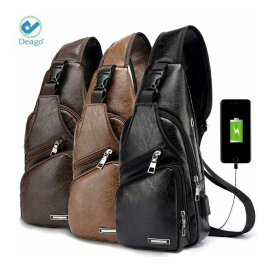 Deago Leather Sling Bag for Men & Women - Chest Shoulder Bag  image {1}