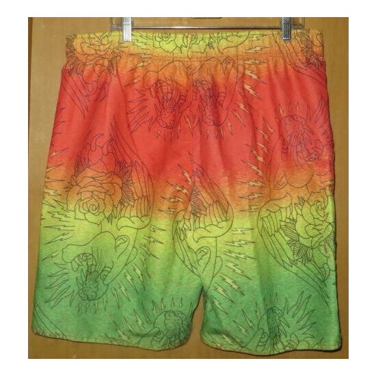 Ed Hardy mens XL ombre orange to green swim trunks board shorts~NWT! NICE! image {3}