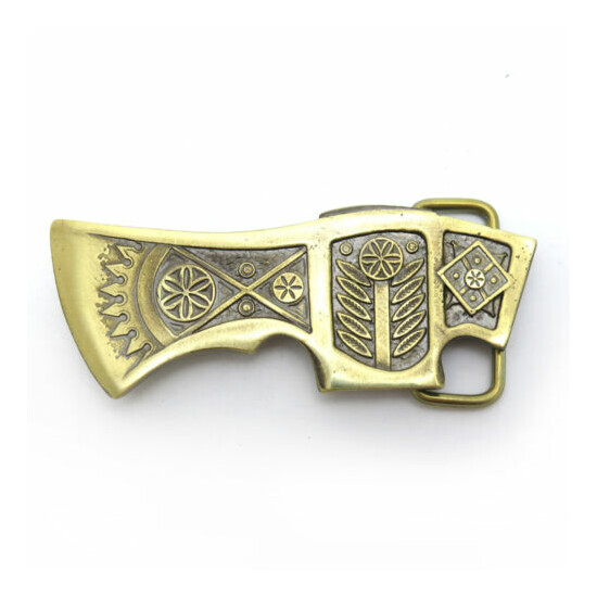 Belt buckle "Bartka"; Handmade&processed; Ax belt buckle; Solid brass axe buckle image {1}